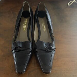 Vintage Bruno Magli Black Leather Pointed-Toe Loafers